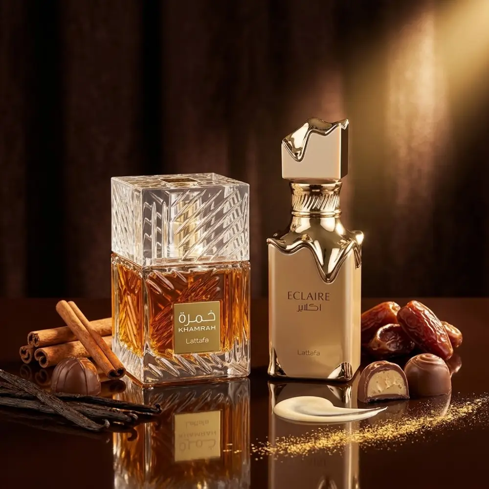 Set Viral Lattafa Khamrah + Eclaire – Duo Gourmand, 2 x 100 ml
